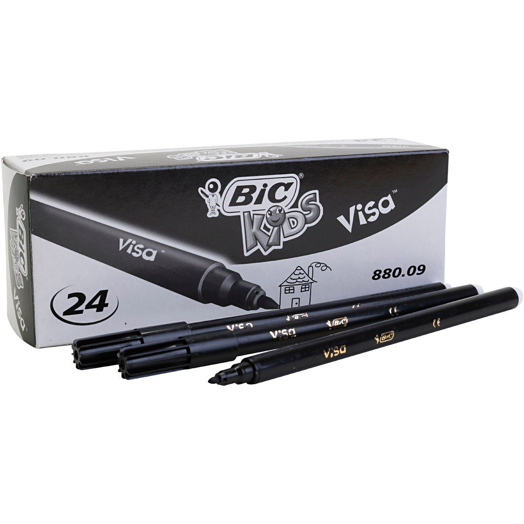 Bic Visa Fine Marker, Strichstärke 0,7 mm, schwarz, 24 Stück 1 Box