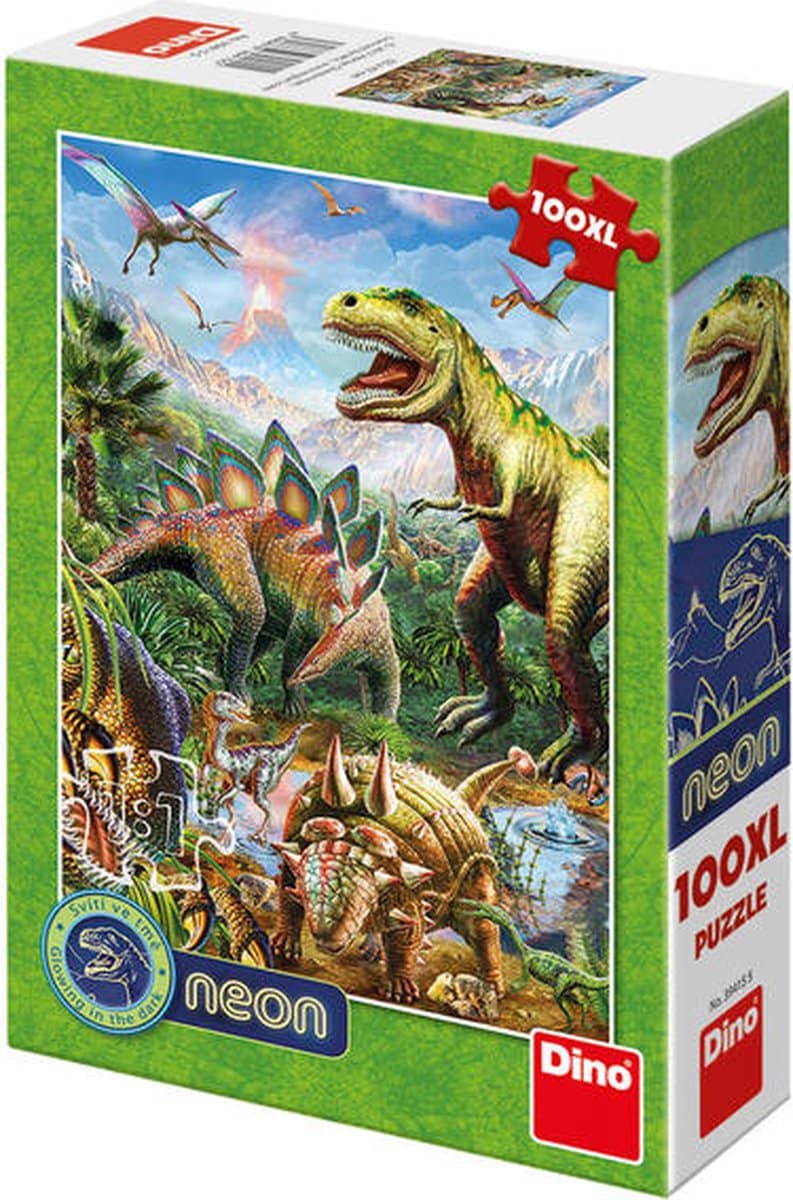 Dinotoys Dino-Neon-Dinosaurier-Puzzle – 100 XL-Teile