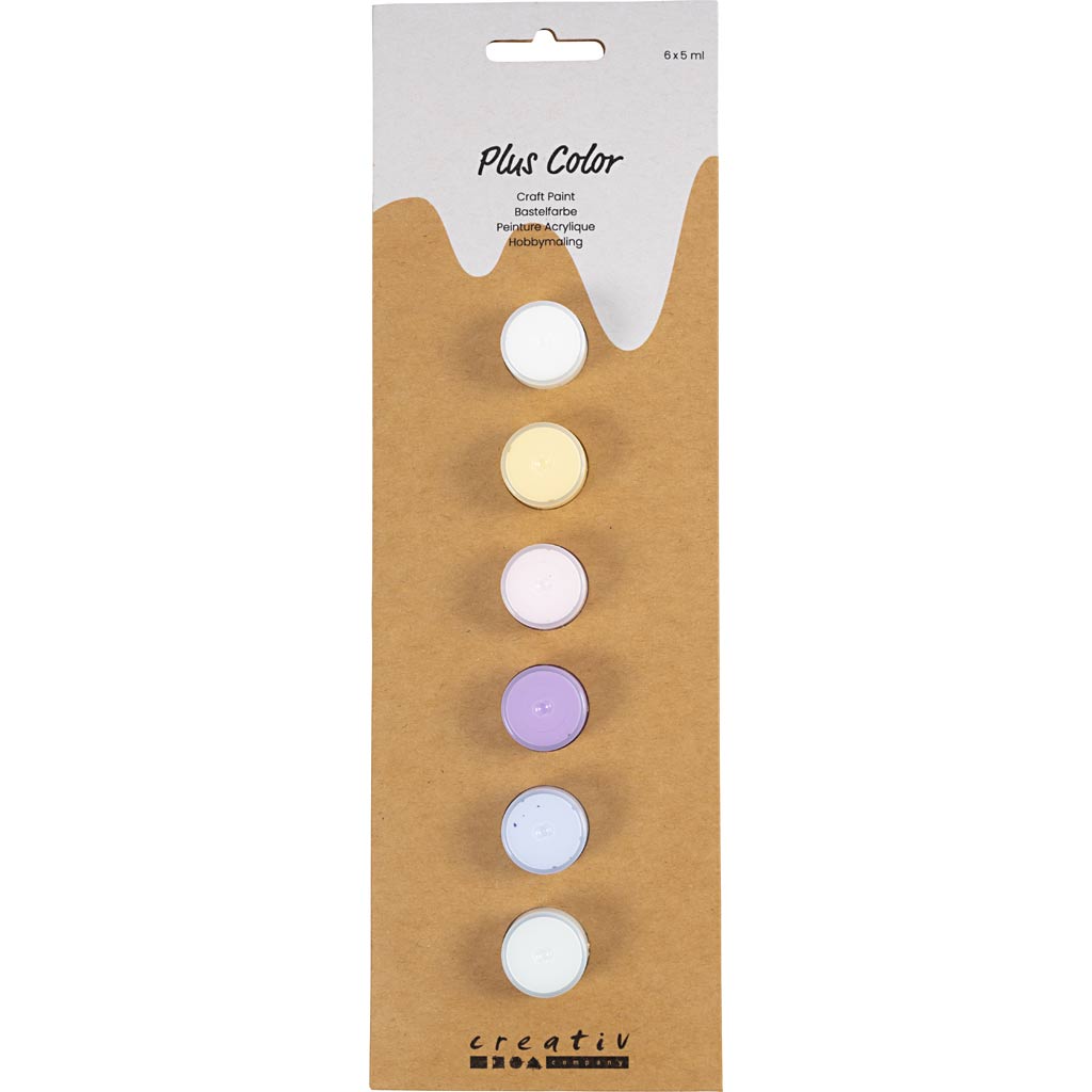 Creativ Company Plus Color Acrylfarbe, Pastellfarben, 6x5 ml 1 Dose
