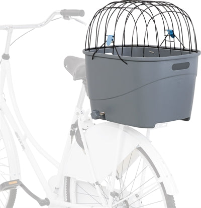 Trixie Fahrradkorb für Gepäckträger mit Drahtkuppel, Kunststoff grau