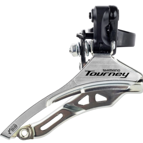 Shimano Umwerfer 3 x 6 7 Gang 3 x 6 7V Tourney FD-TY300 Down Swing Top Pull – hohe Klemme 28,6 mm – 42 Zähne – (66–69°) – Schwarz Silber