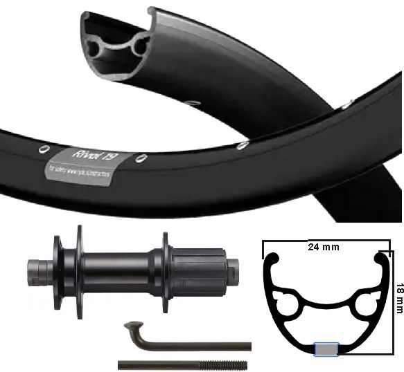 KGS Hinterrad 28 Zoll (622) Rivale schwarze Kassettenhöhle Achse 8-10 V Discscheibe