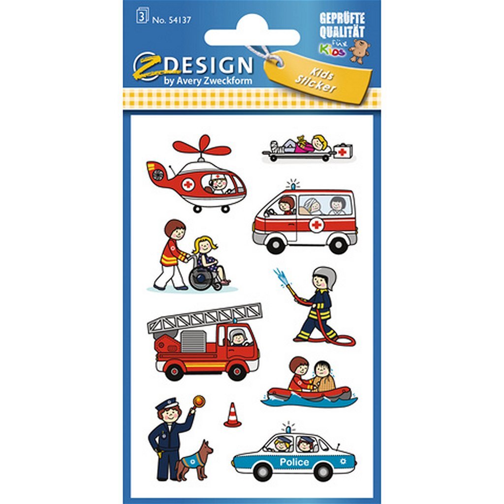 Avery av-54137 z-design Aufkleber für Kinder, Rettungsdienste, 3 Blatt