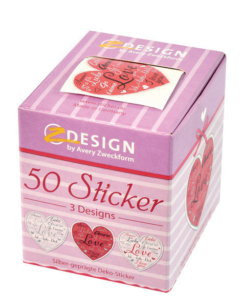 Avery av-56813 Deko-Aufkleberbox, Herzen, 3 Designs