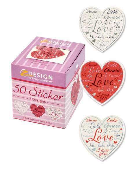 Avery av-56813 Deko-Aufkleberbox, Herzen, 3 Designs
