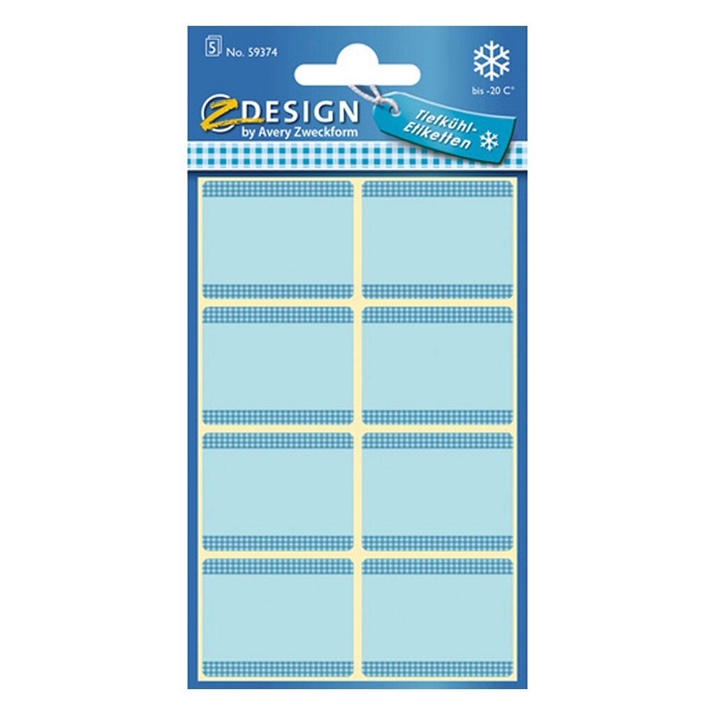 Avery AV-59374 Z-Design Gefrierschrank-Etiketten, 36 x 28 mm, 40 Stück, blau