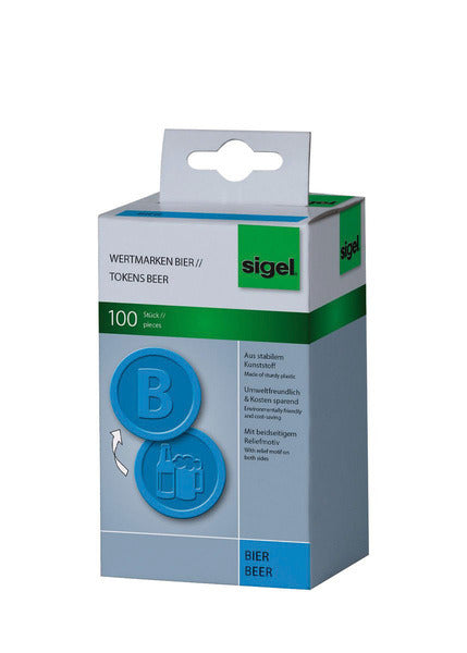 Sigel si-wm005 Wertmünzen Kunststoff 100 Stück 25mm bierblau