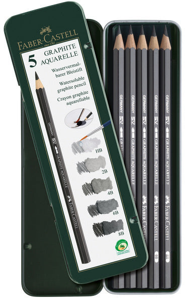 Faber-Castell FC-117805 Aquarellstift Faber-Castell Graphit-Federmäppchen mit 5 Stück