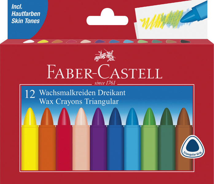 Faber Castell FC-120010 Wachsmalstift Dreieck 12 Stück