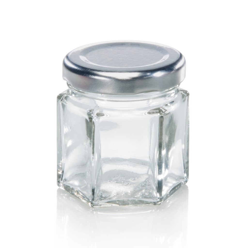 Leifheit 3208 Marmeladenglas sechseckig 47 ml Glas silber