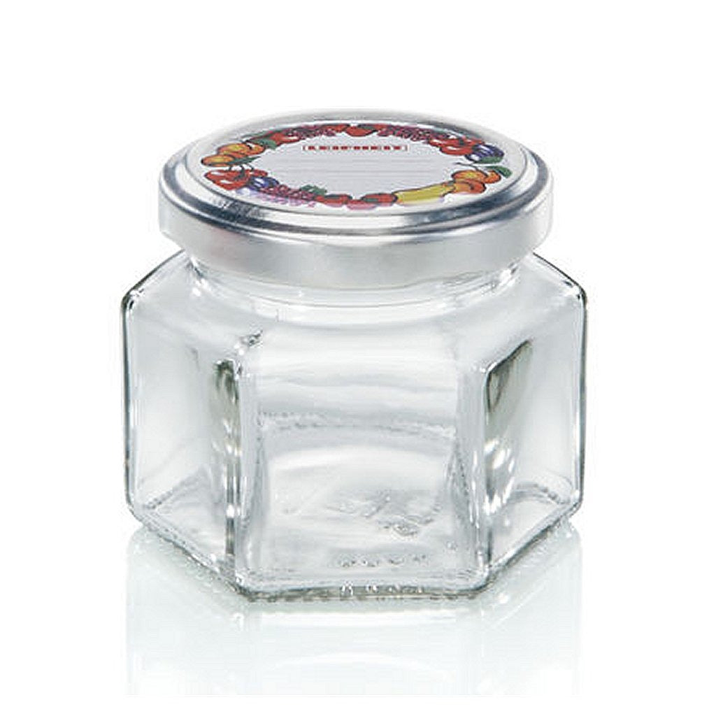 Leifheit 3209 Marmeladenglas sechseckig 106 ml Glas silber