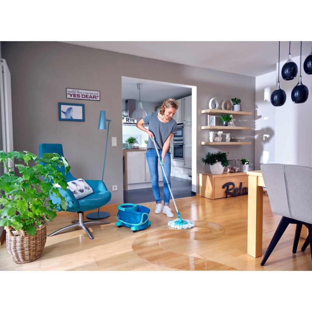 Leifheit 52102 Clean Twist Disc Mopp Komplettes System mit Rädern Blau