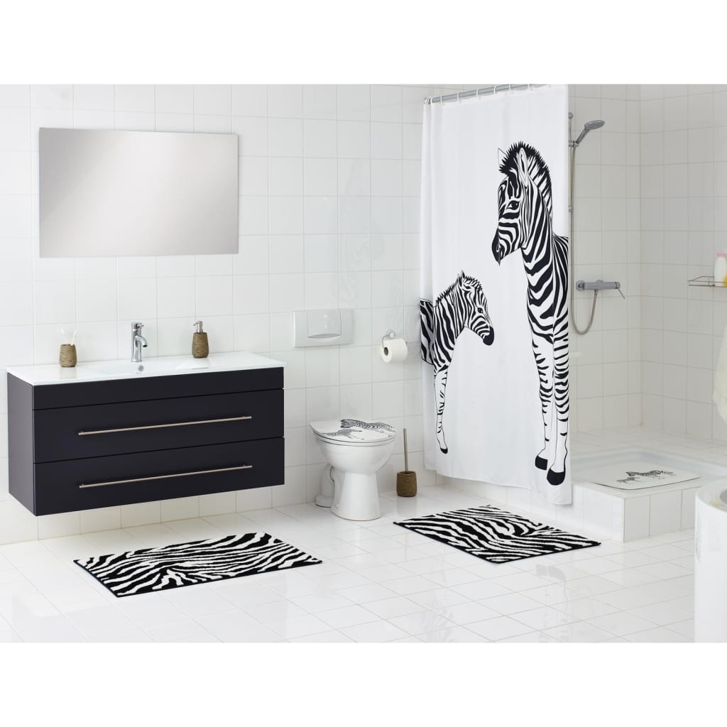 Ridder Badmat Zebra 38x72 cm weiß und schwarz