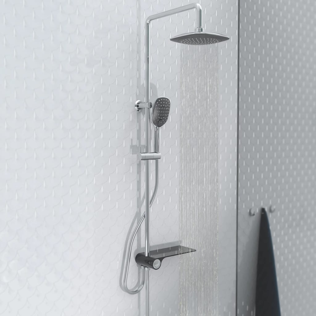 Schütte Regenduschset mit Seitenplateau Aquastar Chromfarbener Anthrazit