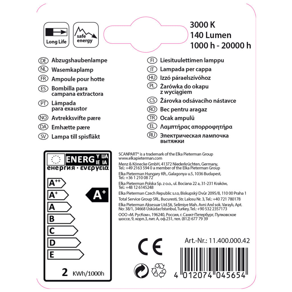 Scanpart Dunstabzugshaubenlampe E14 20W LED T26