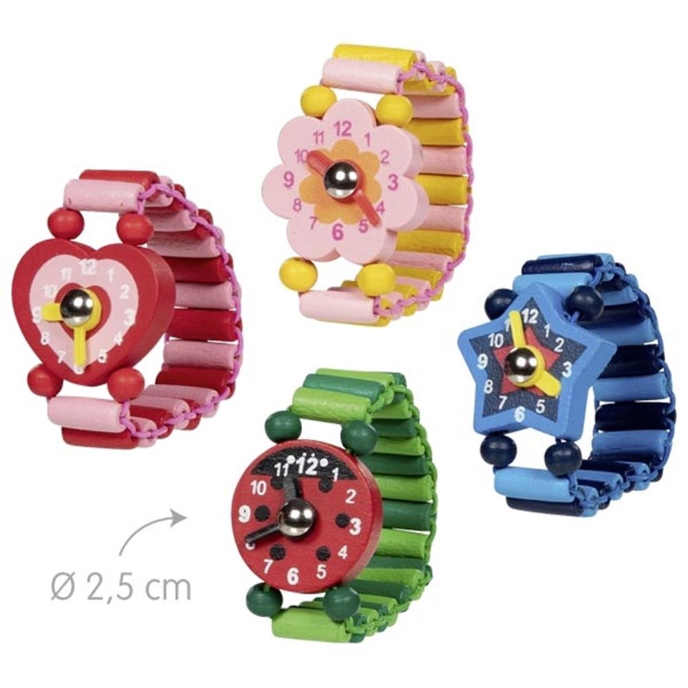 Holzuhr mit elastischem Armband und Lünette