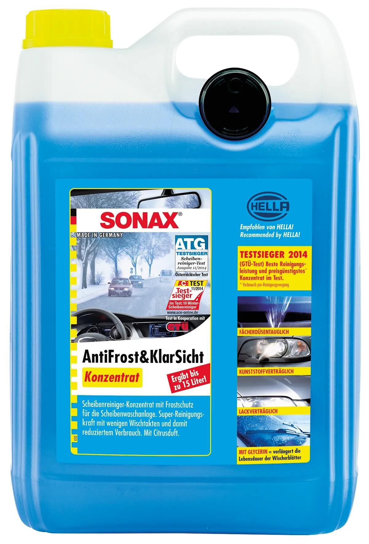 Sonax Fensterflüssigkeit, Frostschutz, Frostschutz, klar, rostfrei und klare Sicht, 5 ltr. Plastiker