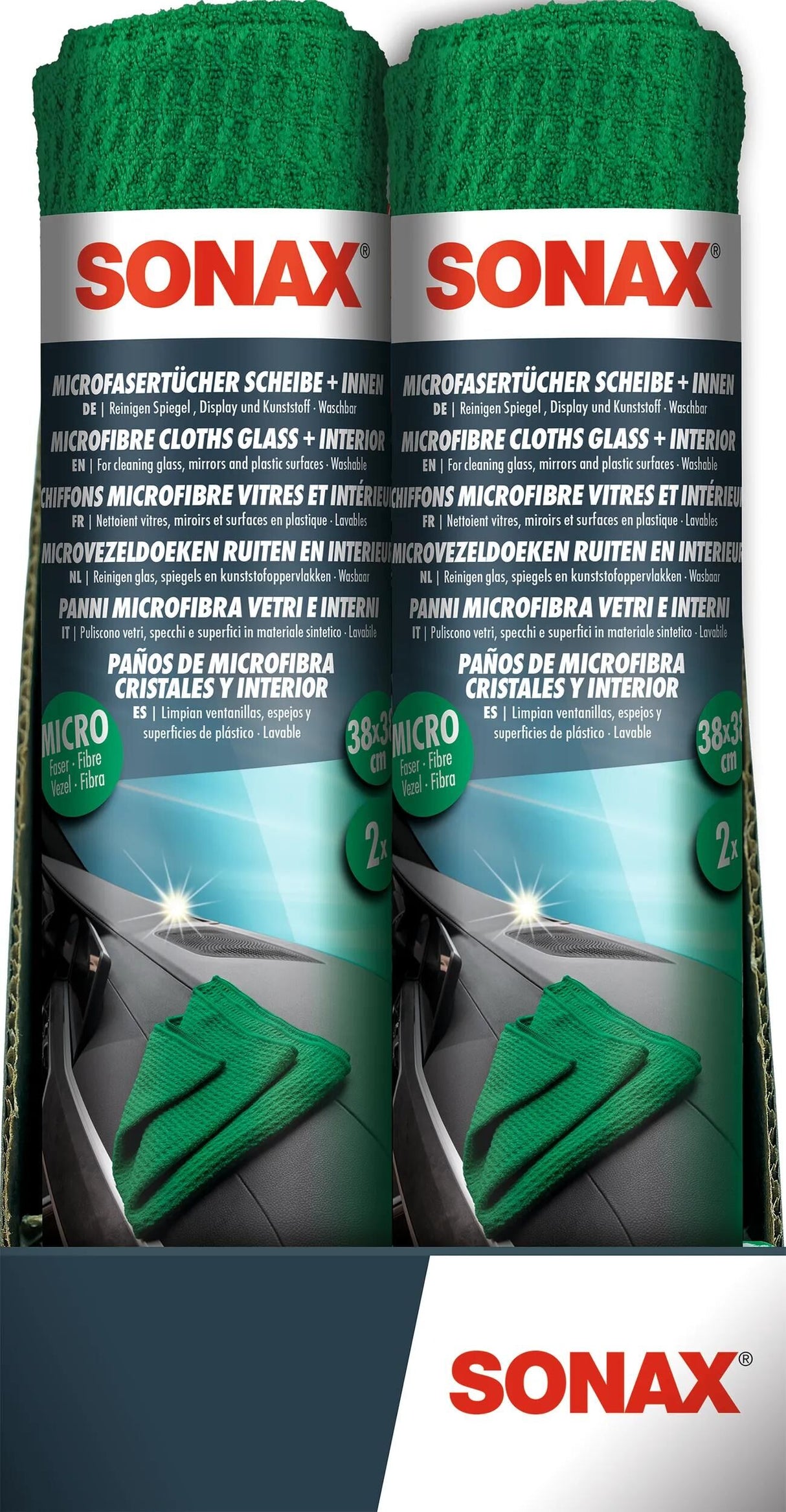 Sonax Mikrofasertuch Windschutzscheibe + Innen-Mikrofasertuch innen