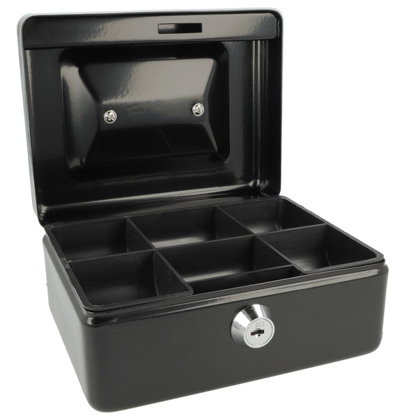 Westcott ac-e51000-zw Geldkassette 152x120x79mm schwarz, Kunststoffeinsatz mit 6 Fächern