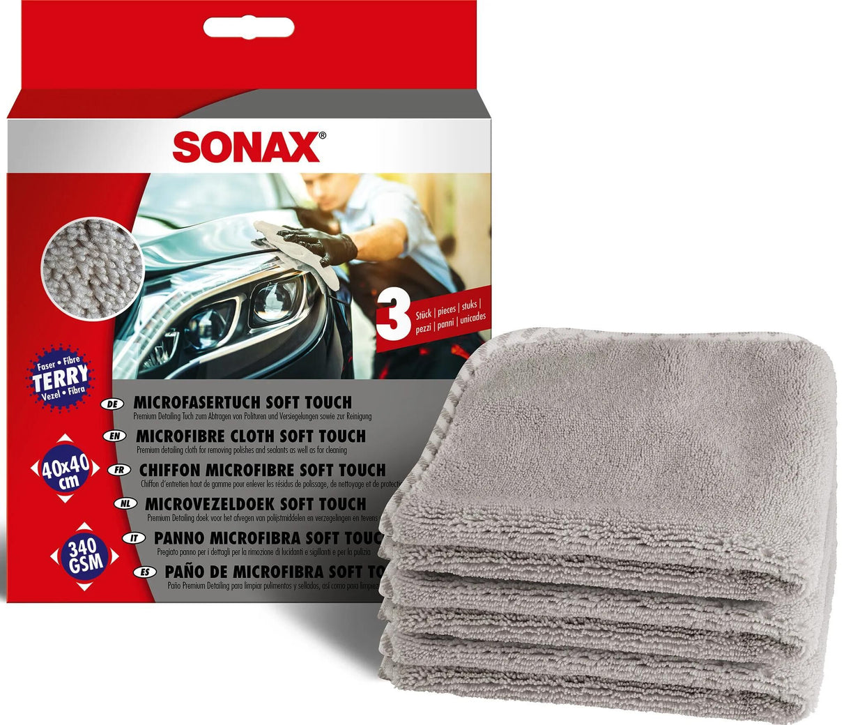SONAX Mikrofasertuch Soft Touch Microfasertuch Soft Tou 3tlg.