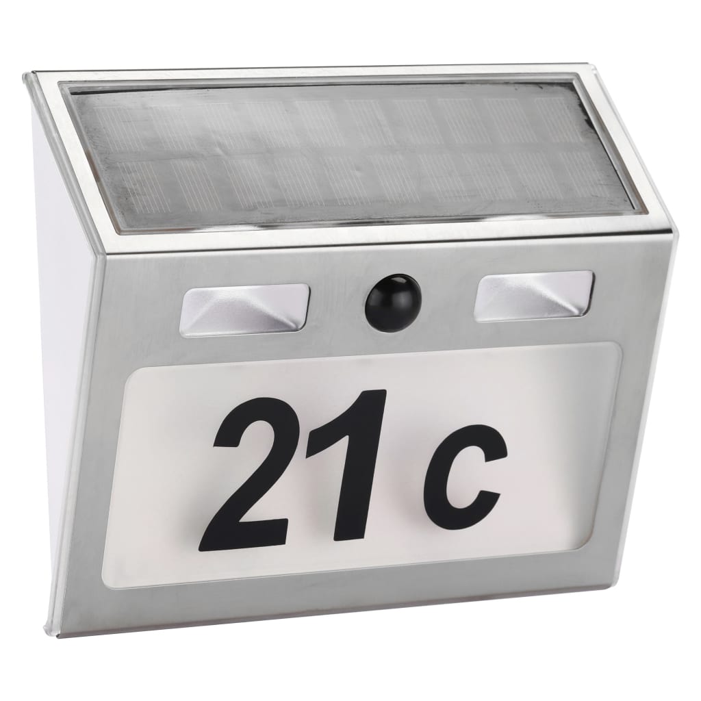 Hallo Haus Nummer Lamp Solar LED Silberfarbe