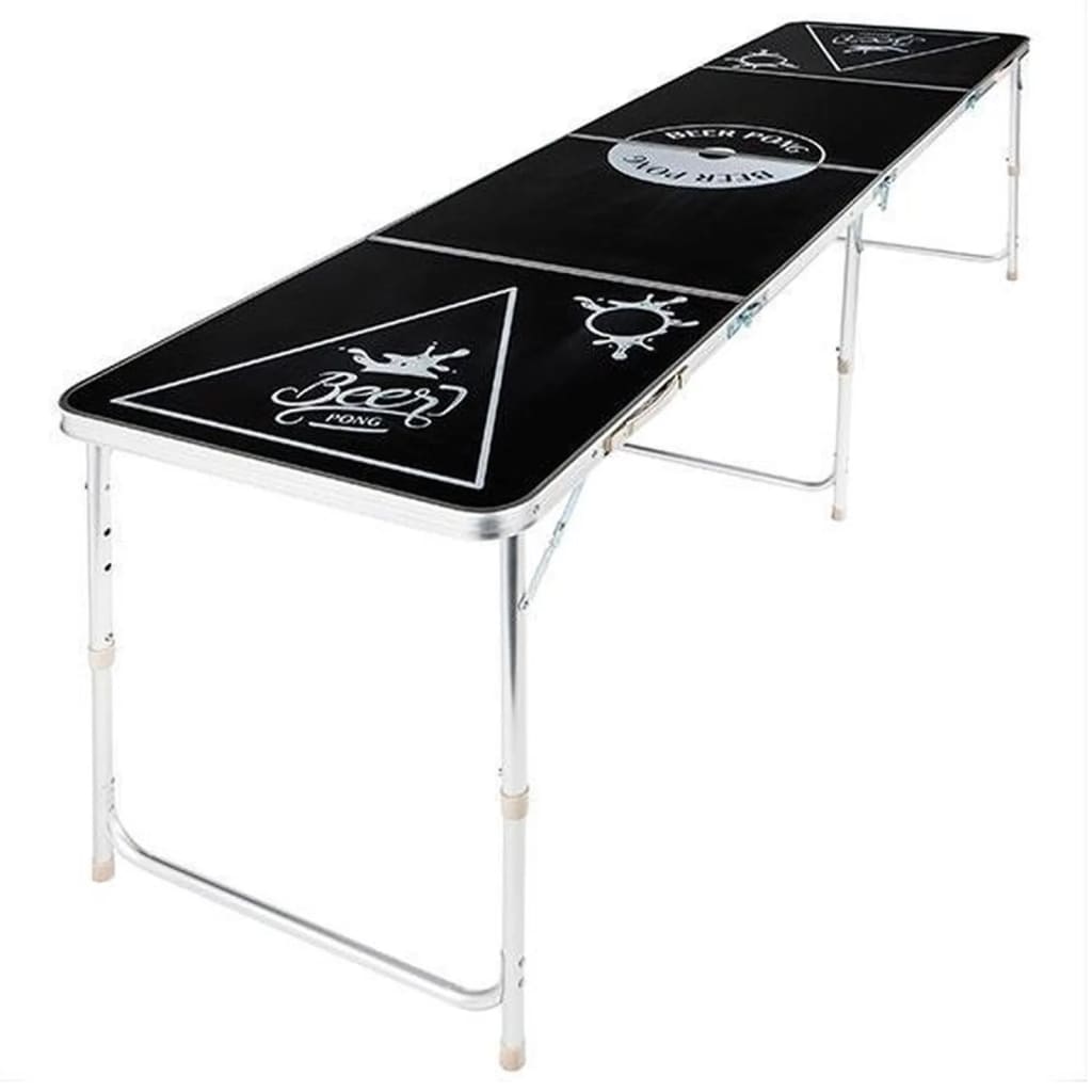 Hallo Bier -Pong -Tisch faltbar und verstellbar Schwarz