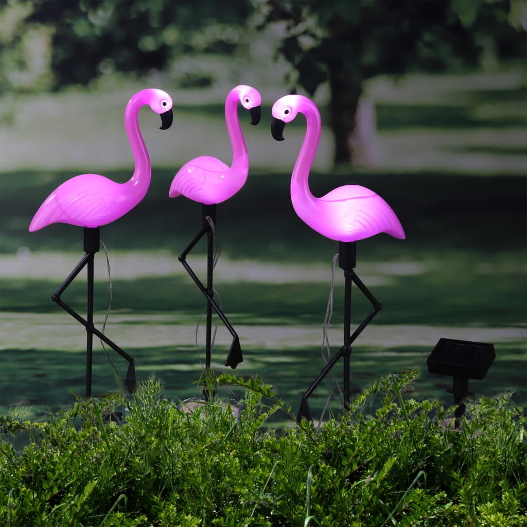 Hallo gemahlene Stifte 3 St. Solar LED Flamingo