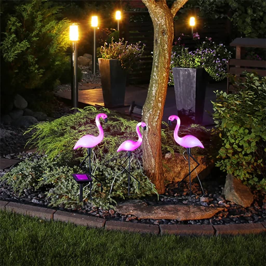 Hallo gemahlene Stifte 3 St. Solar LED Flamingo