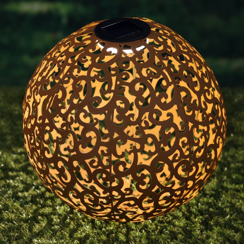Hallo Gartenlampe Solar LED Boll 28,5 cm Metallbraun