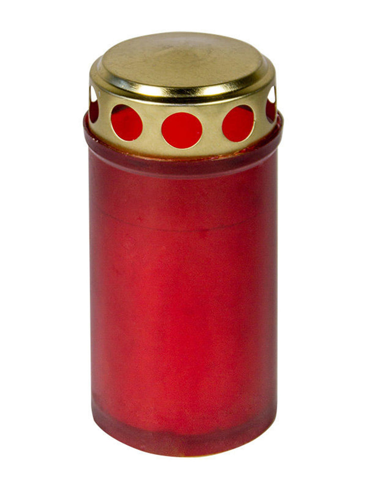 Grablicht rot mit Golddeckel 12 cm 120 g
