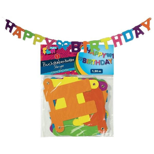 Stylex Happy Birthday Buchstabengirlande 1,5 Meter