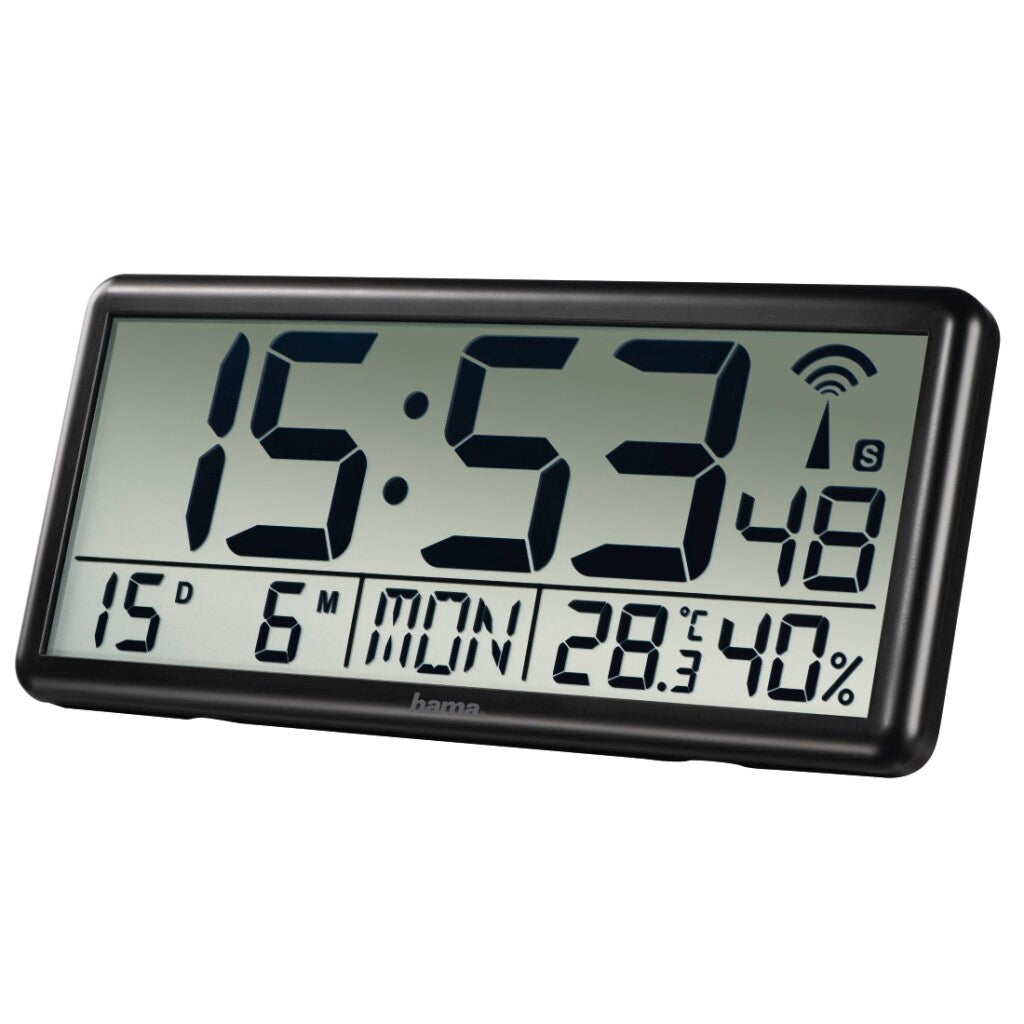 Hama digitale Funk-Wanduhr Jumbo Schwarz