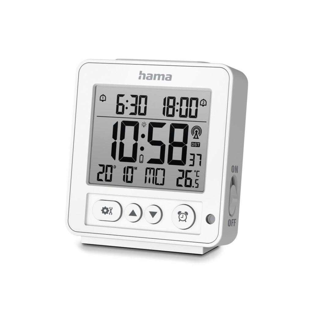 Hama digitaler Funk-LCD-Wecker Rhodes weiß