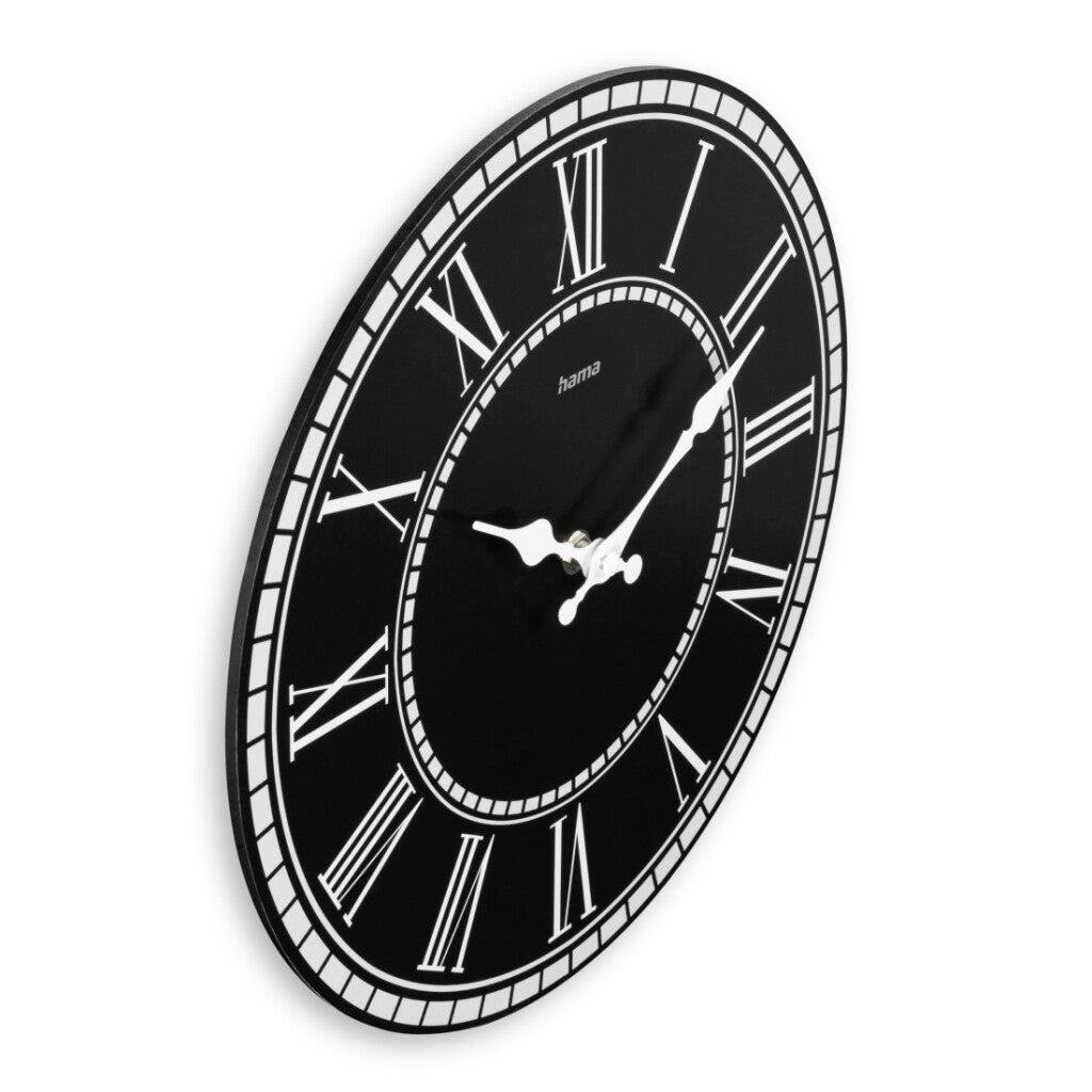 Hama Wanduhr Rab Vintage tickt nicht 30 cm schwarz-weißes MDF