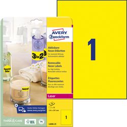 Verwijderbare etiketten avery geel 25 stuks