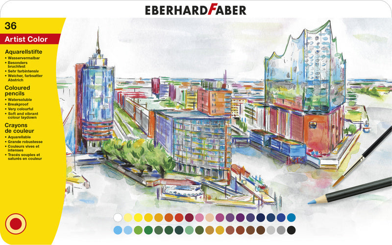 Eberhard Faber EF-516036 Aquarellstift, Metalletui mit 36 Stück