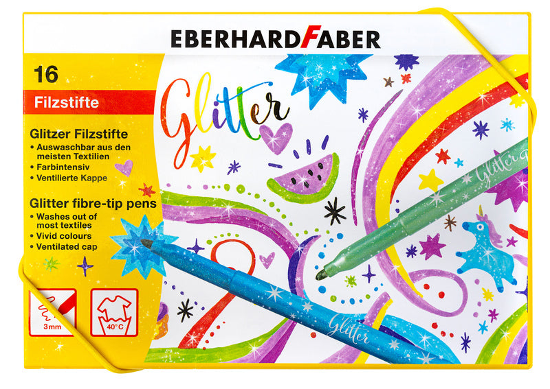 Eberhard Faber EF-551016 Filzstifte Glitzerbox 16 Farben