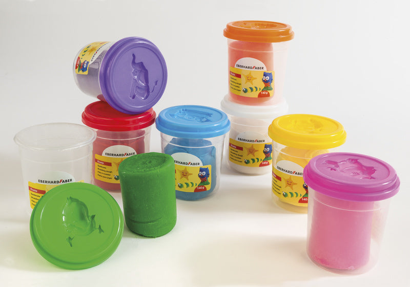 Eberhard faber ef-572510 Kinderknete im Becher, 140gr orange, rosa, grün, lila