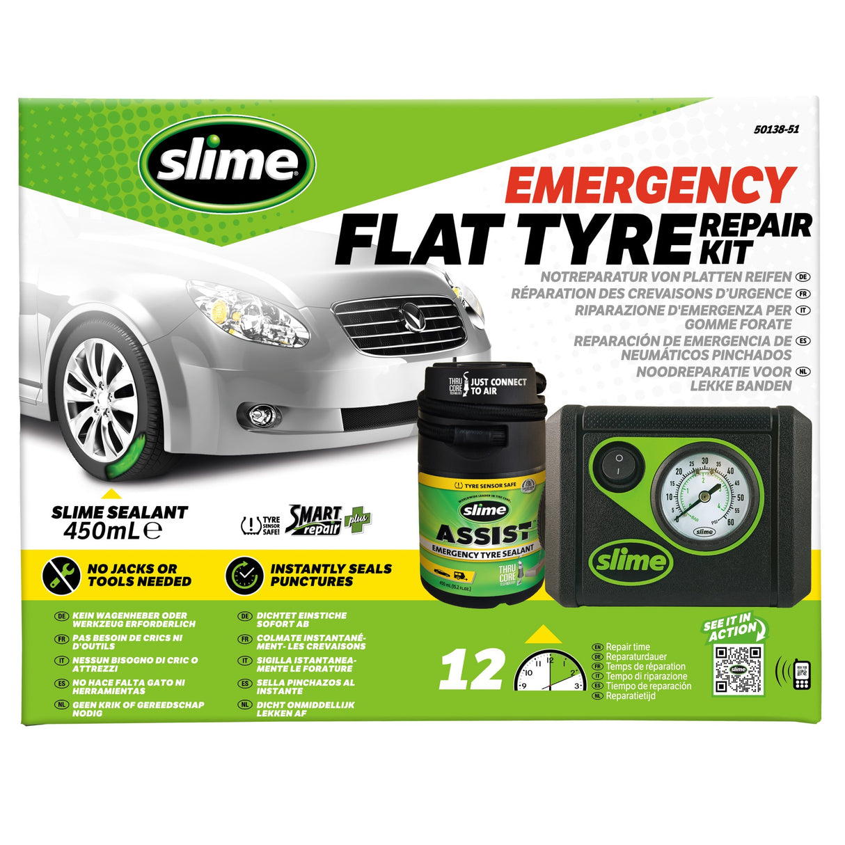 Slime Smart Repair Plus Notfall-Reparaturset für platte Reifen