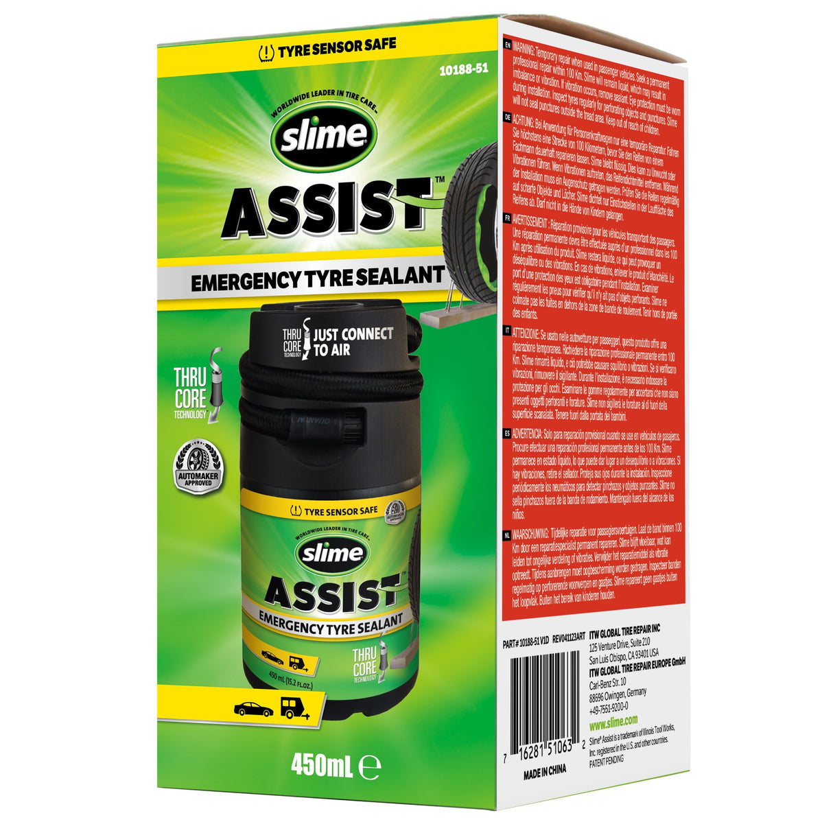 Slime Assist Notfall-Reifendichtmittel 450 ml Nachfüllset Smart Repair Plus