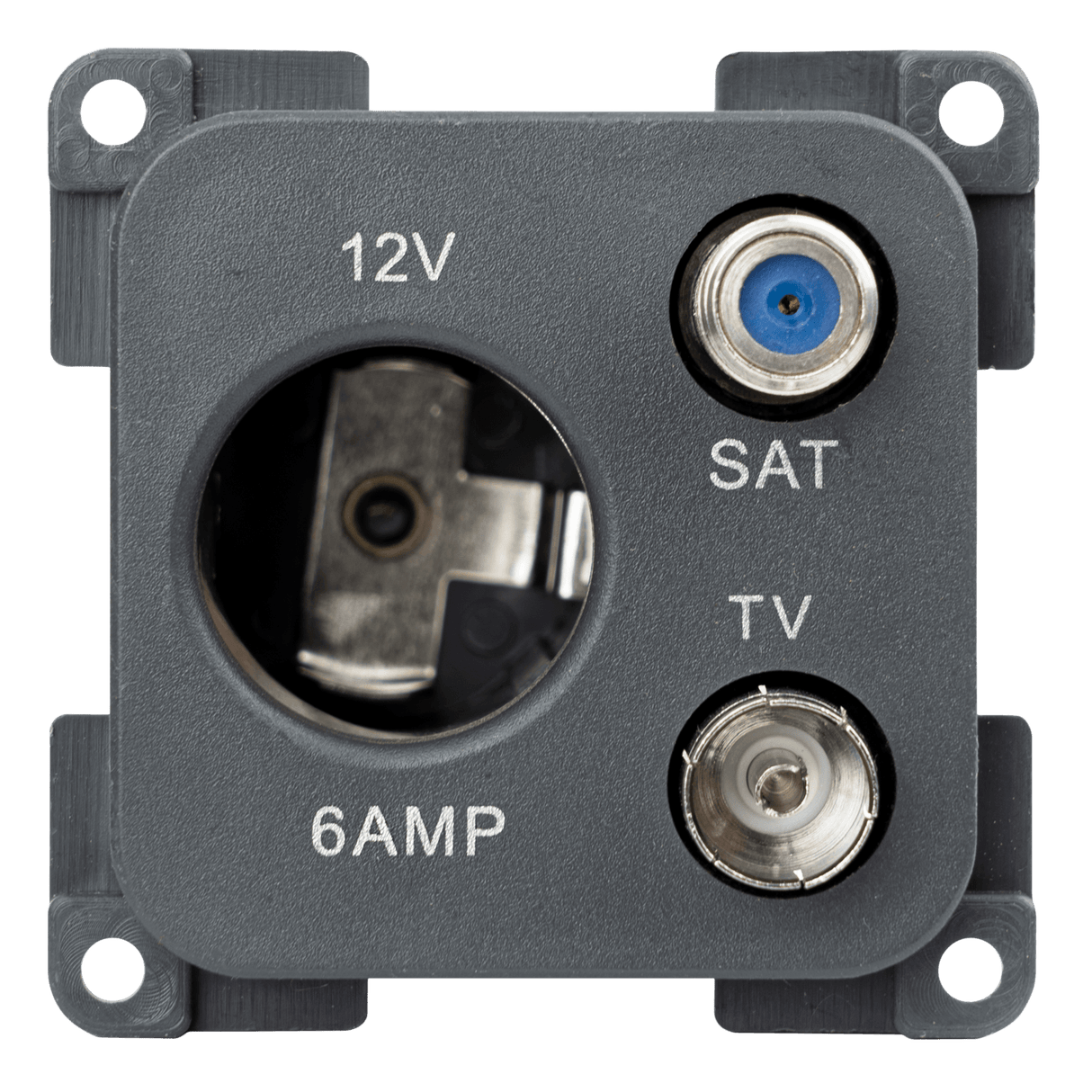 C-line 12 volt contactdoos met antenne en satelliet aansluiting antraciet