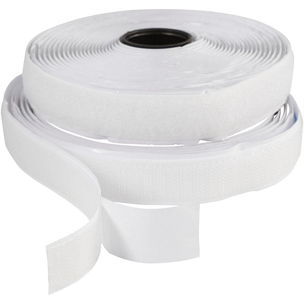 Creativ Company Klett-Klettverschluss, selbstklebend, B: 20 mm, weiß, 5 m 1 Rolle