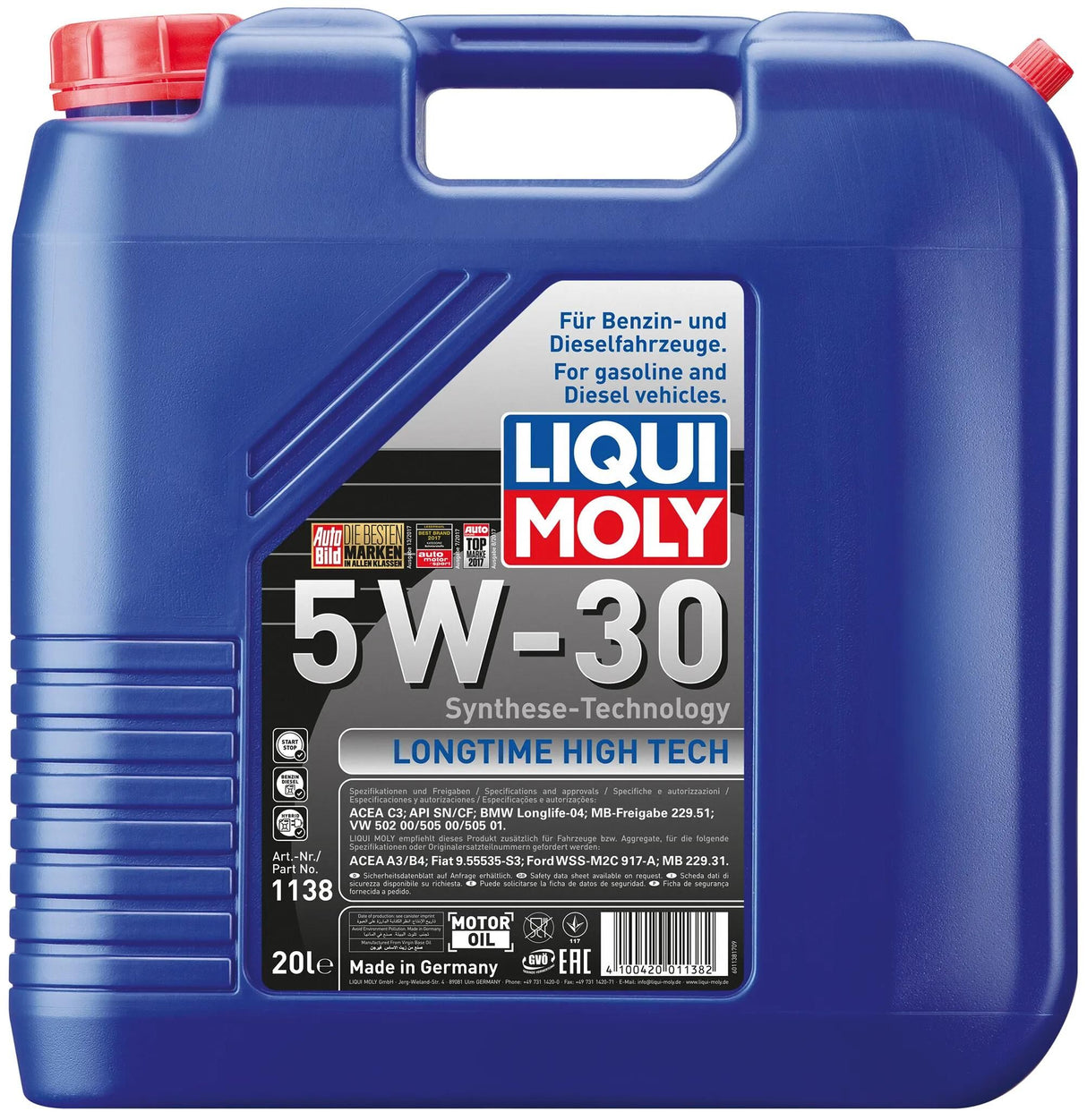 Liqui Moly Motoröl langjähriger Hightech. Longtime High Tech 5w-30 20 ltr.
