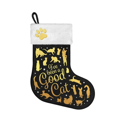 Plenty Gifts Weihnachtsstrumpf „I've been a good cat black“.