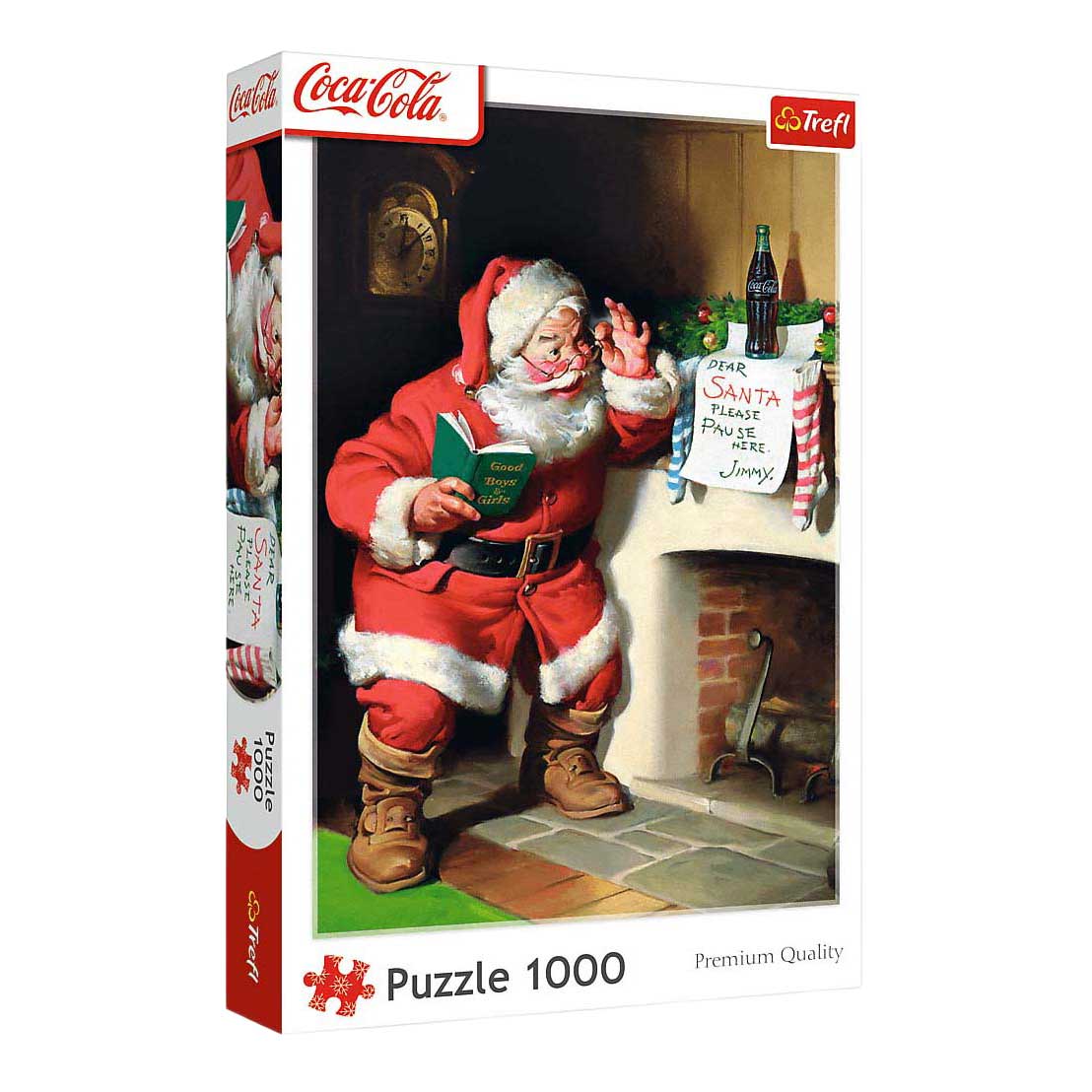 Trefl Puzzle 1000 Teile – Coca-Cola Weihnachtsmann am Kamin – Weihnachtspuzzle.