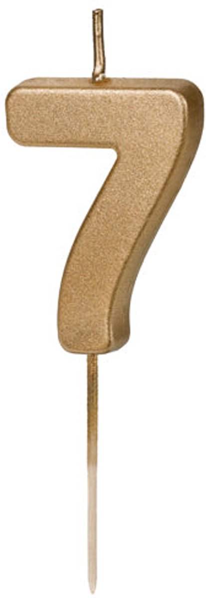 Partydeco gouden cijfer 7 verjaardagskaars 4,5 cm