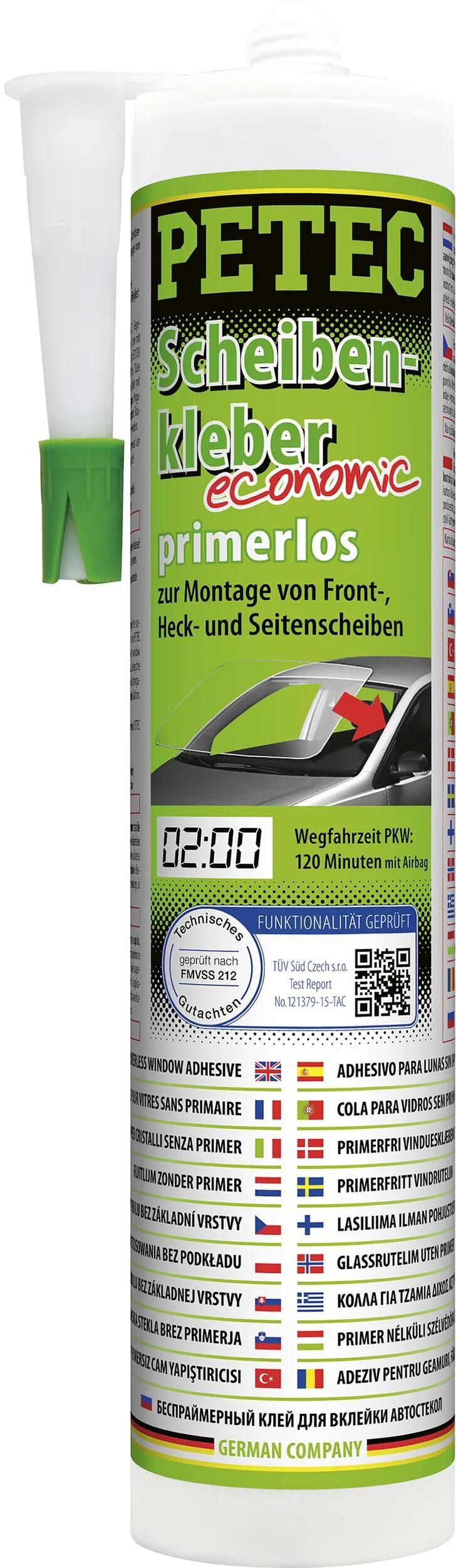 Petec Fensterkleber Economic 1K Fensterkleber ohne Grundierung, 290ml
