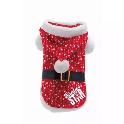 Plenty Gifts Weihnachts-Hundemantel Santa's Star rot