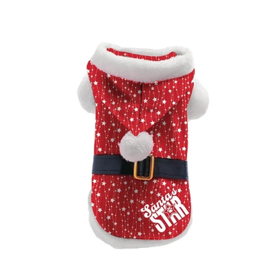 Plenty Gifts Weihnachts-Hundemantel Santa's Star rot