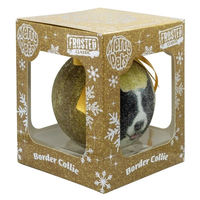 Plenty Gifts Weihnachtskugel, gefrostet, Border-Collie-Gelb